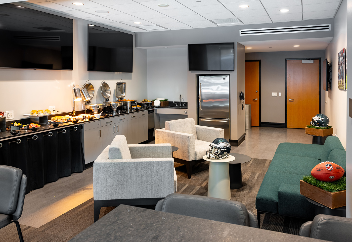 Eagles Fantasy Football Suite and Food setup